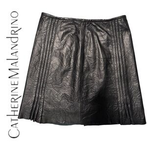 Catherine Malandrino Textured Black A-Line Skirt